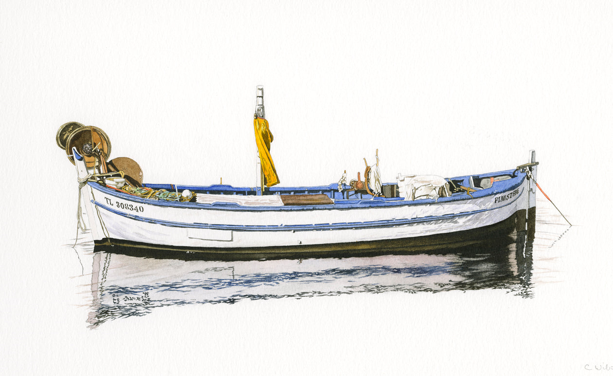 Blå fiskebåt